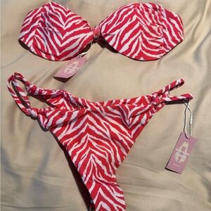 Red and White Zebra Print Bikini